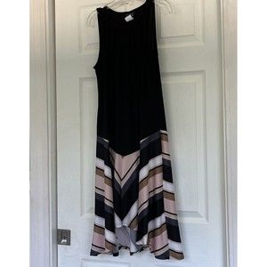 Coco Bianco Dress strappy sleeve dress, drop waist, high low hemline sz small